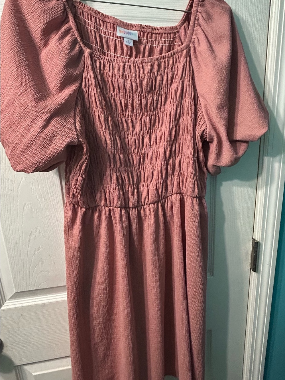 LuLaRoe Dusty Rose Smocked Bodice Midi Dress